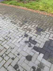 Oil on a block paving driveway