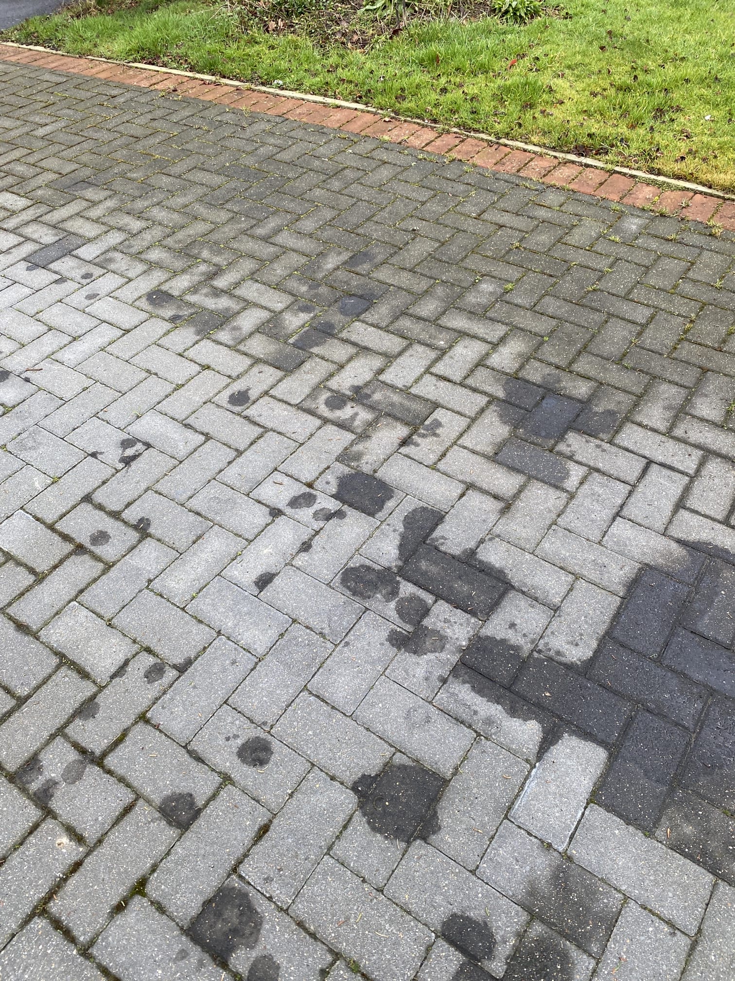 Oil on a block paving driveway